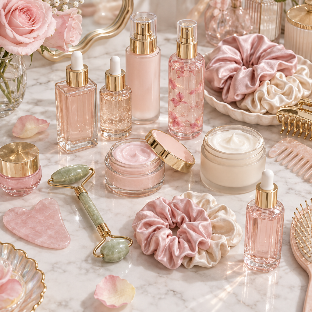 Skincare & Haircare Beauty Flat Lay