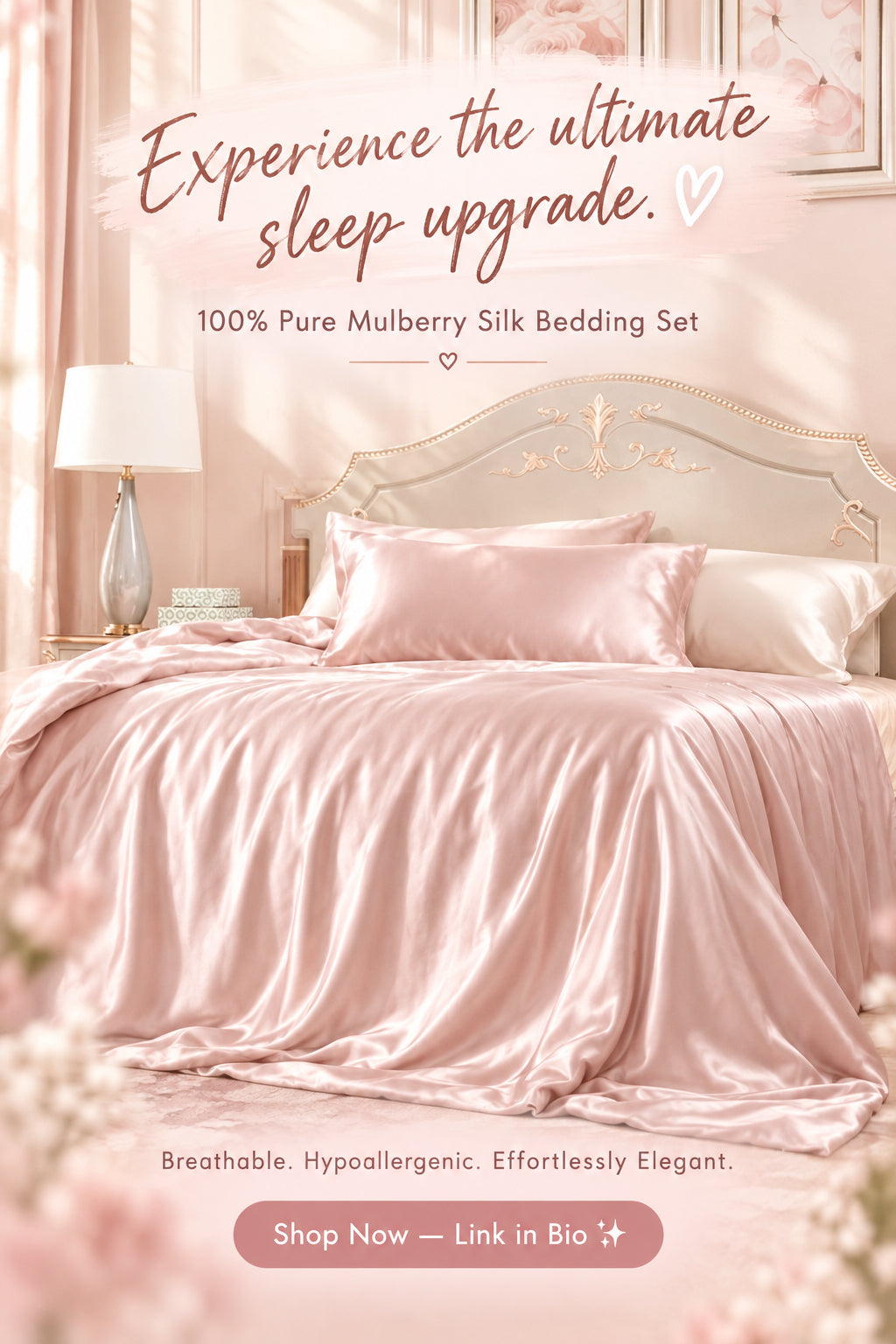 100% Mulberry Silk Duvet Cover Set 3Pcs King, 23 Momme Grade 6A+