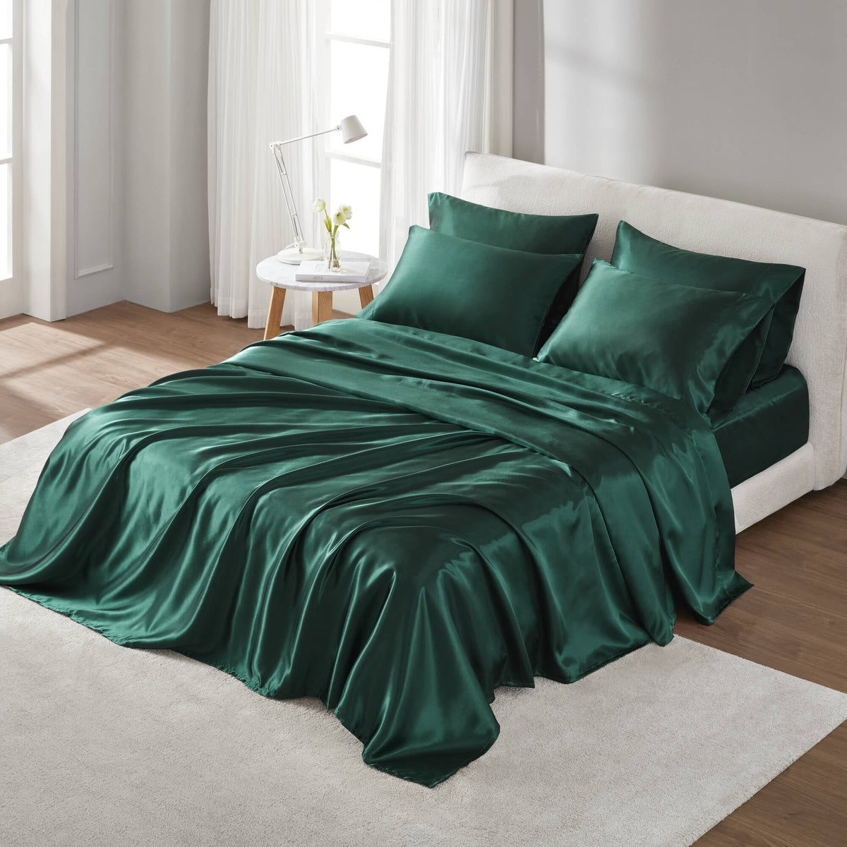 Bedding Sets, Satin Luxury Sheet Set Queen, Emerald Bed Sets,Polyester Comforter Sets, Household Supplies & Décor, Bedding, Bedding Sets