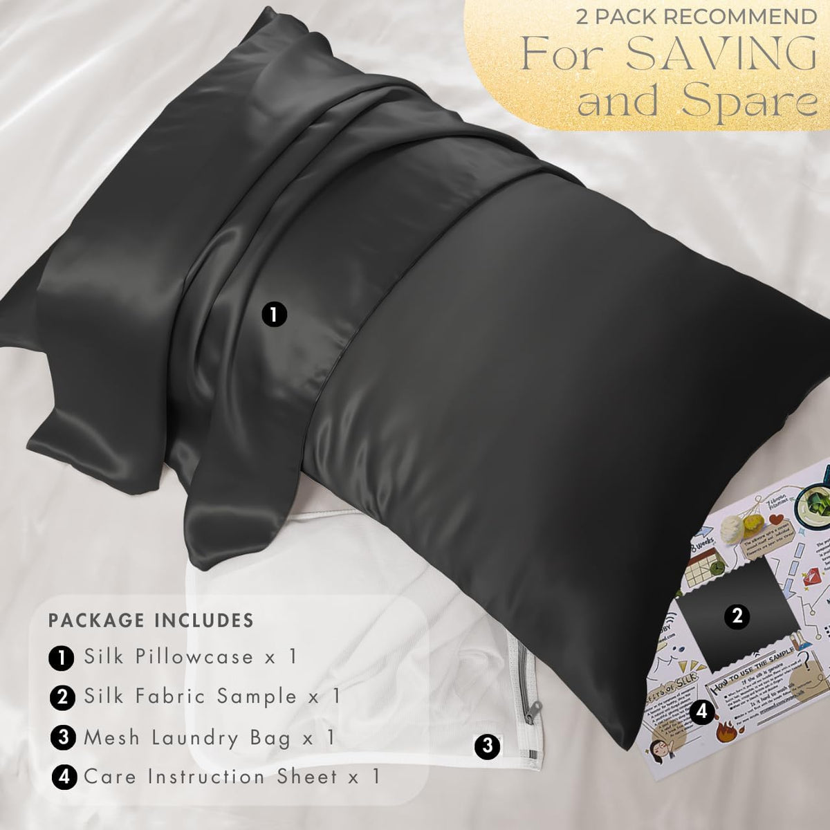 23 Momme 100% Mulberry Silk Pillowcase for Hair and Skin, Standard