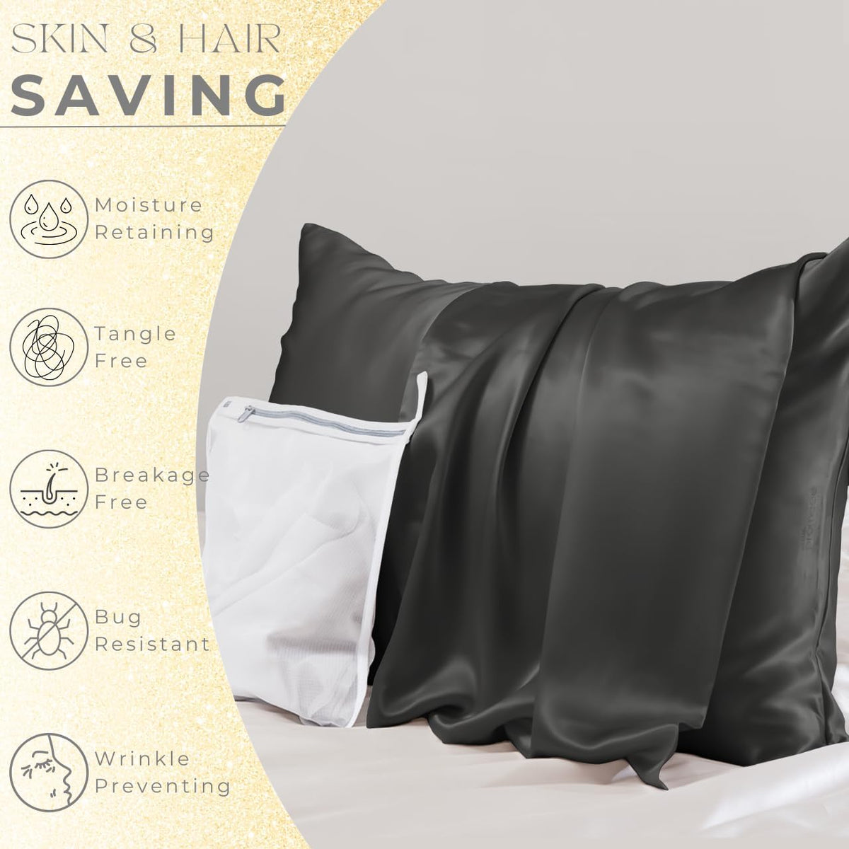 23 Momme 100% Mulberry Silk Pillowcase for Hair and Skin, Standard