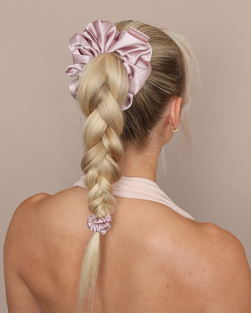 Frenchies 100% Silk Large Pink Scrunchie
