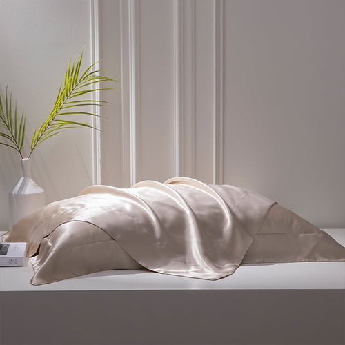 Champagne Mulberry Silk Pillowcase with Borders For Gloriously Good Hair & Skin