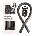 NNEDSZ 5PCS Gray Heatless Hair Curling Set with Scrunchie and Hair Clip - Silk Curling Ribbon