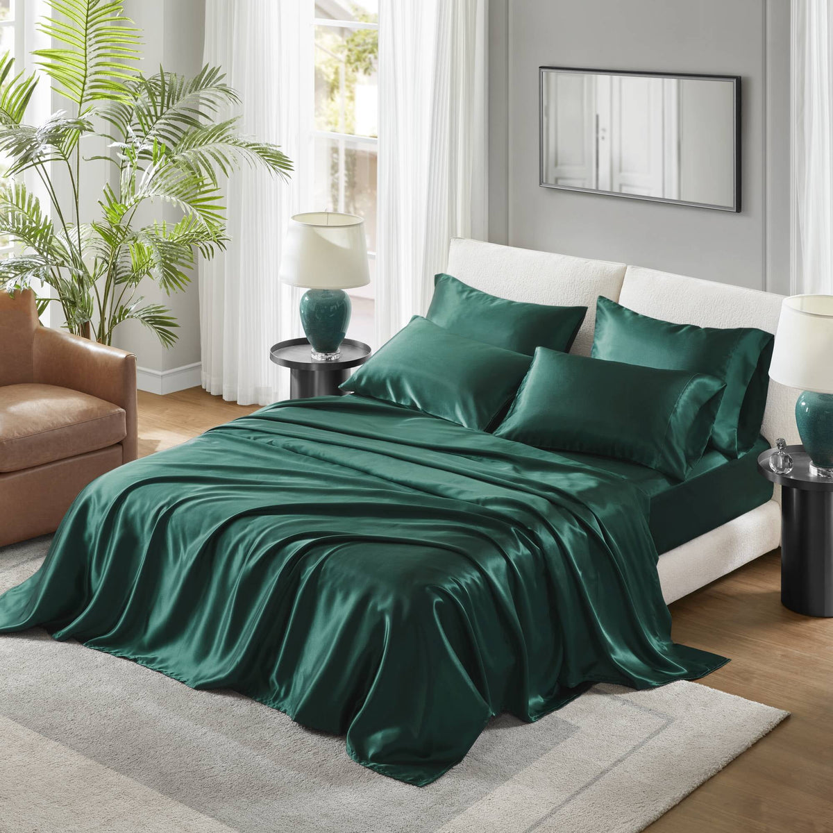 Bedding Sets, Satin Luxury Sheet Set Queen, Emerald Bed Sets,Polyester Comforter Sets, Household Supplies & Décor, Bedding, Bedding Sets