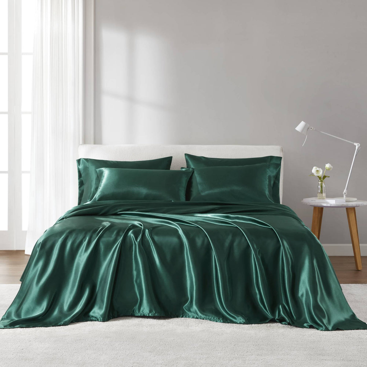 Bedding Sets, Satin Luxury Sheet Set Queen, Emerald Bed Sets,Polyester Comforter Sets, Household Supplies & Décor, Bedding, Bedding Sets