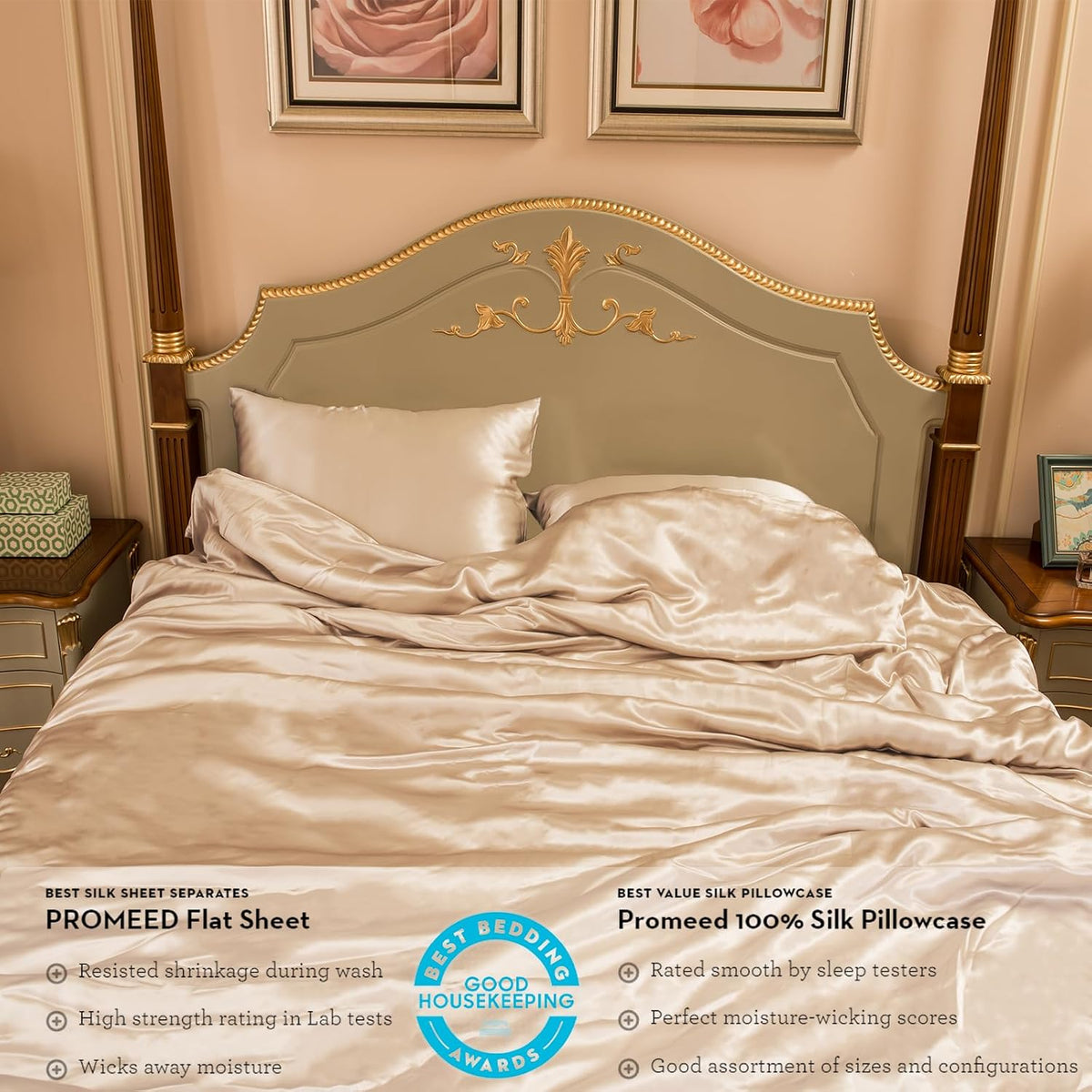 100% Mulberry Silk Duvet Cover Set 3Pcs King, 23 Momme Grade 6A+