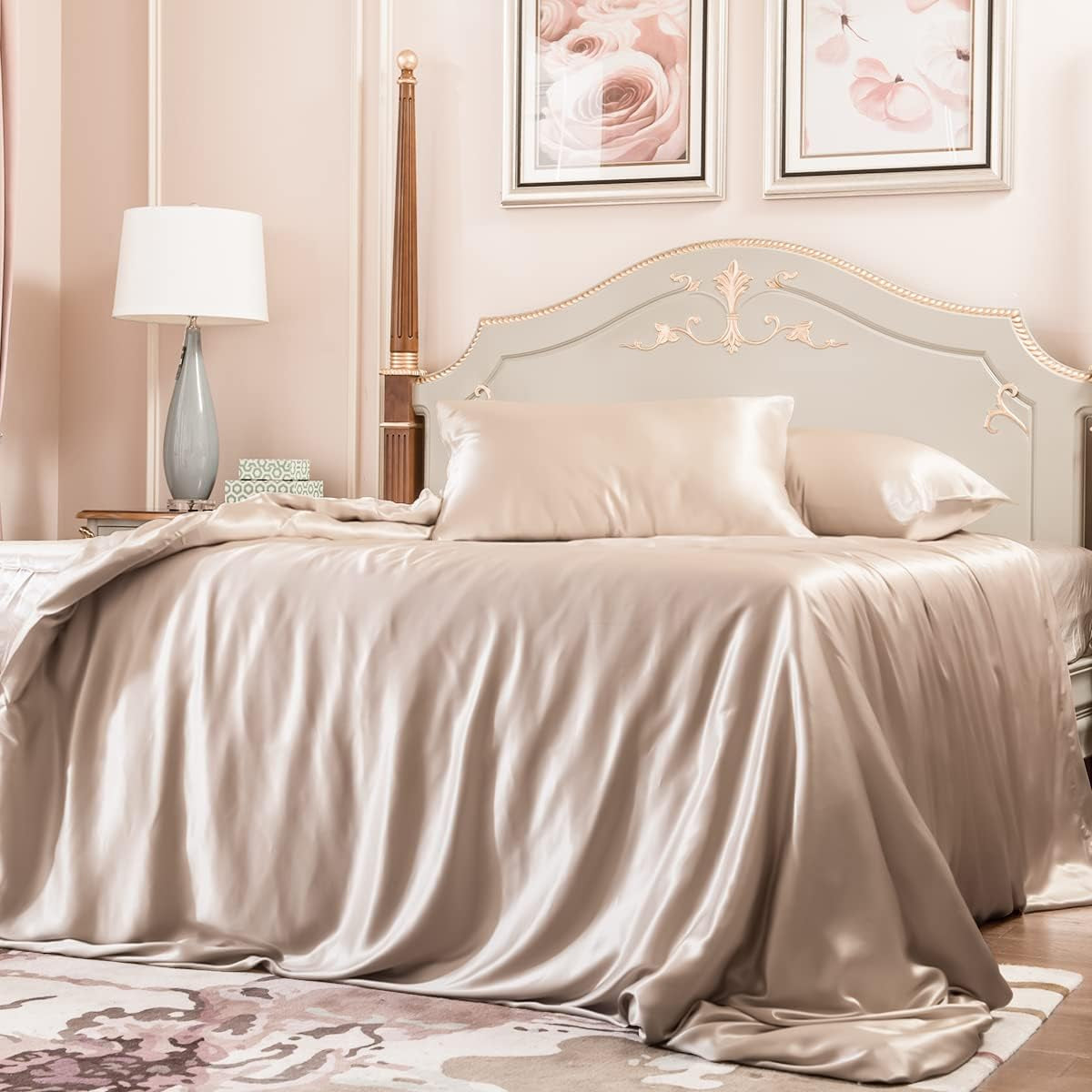 100% Mulberry Silk Duvet Cover Set 3Pcs King, 23 Momme Grade 6A+