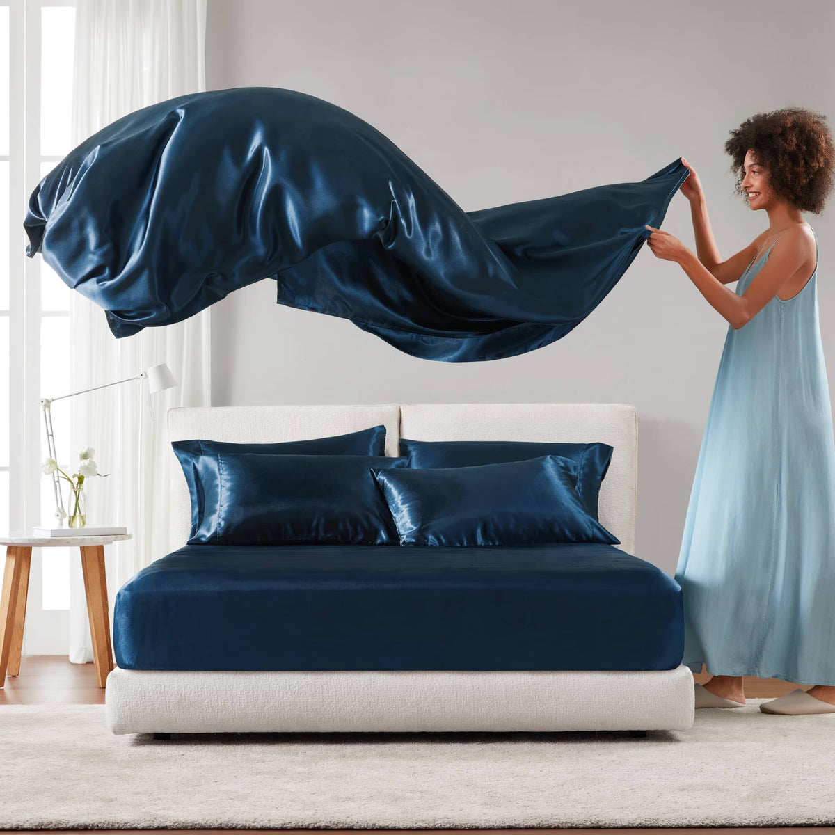 Bedding Sets, Satin Luxury Sheet Set King, Bed Sets, Comforter Sets,