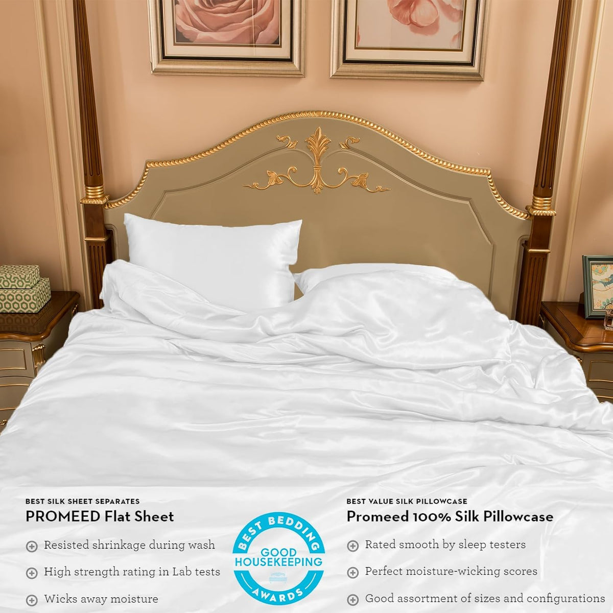 100% Mulberry Silk Duvet Cover Set 3Pcs King, 23 Momme Grade 6A+