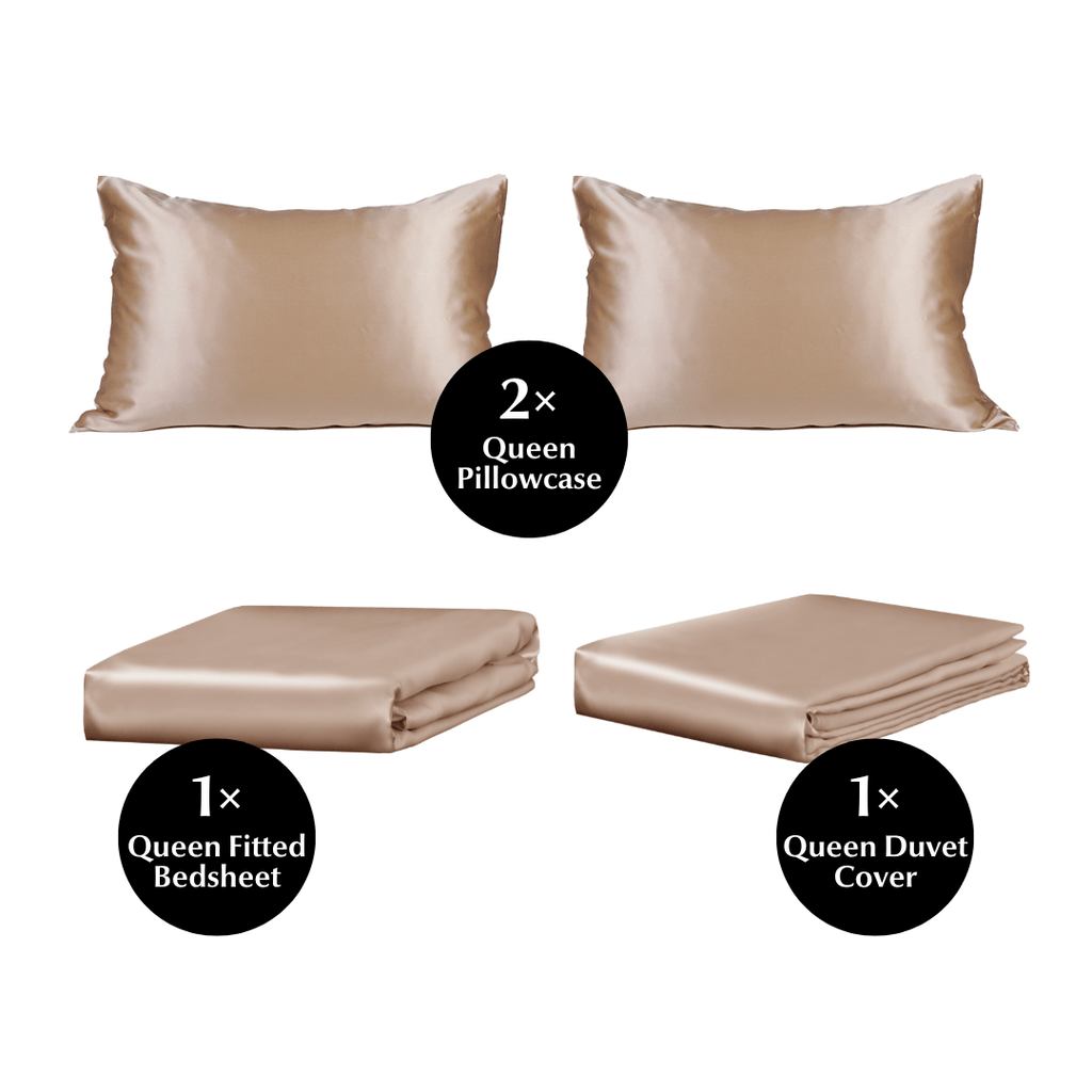 Queen 4 Piece Silk Bedding Set