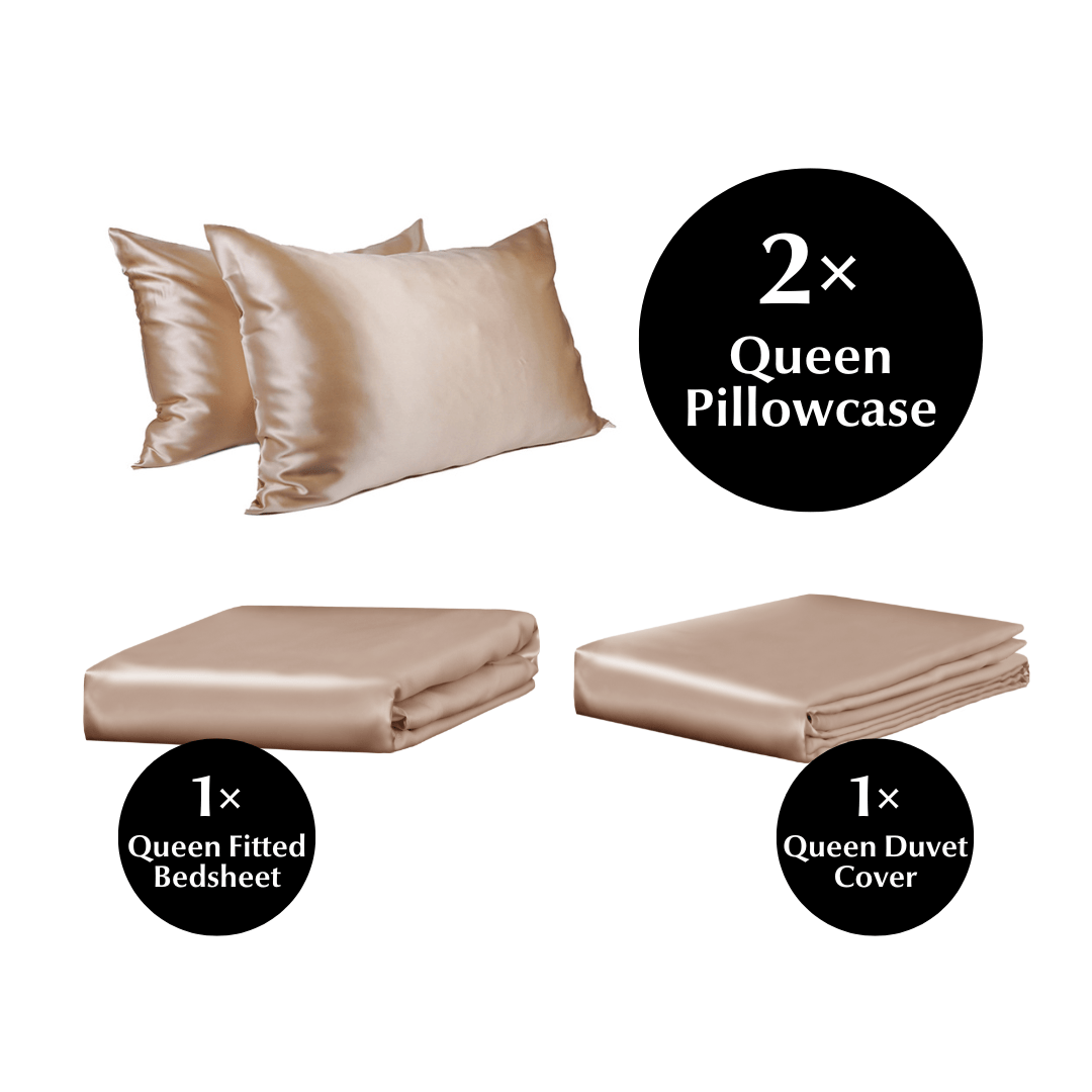 Queen 4 Piece Silk Bedding Set