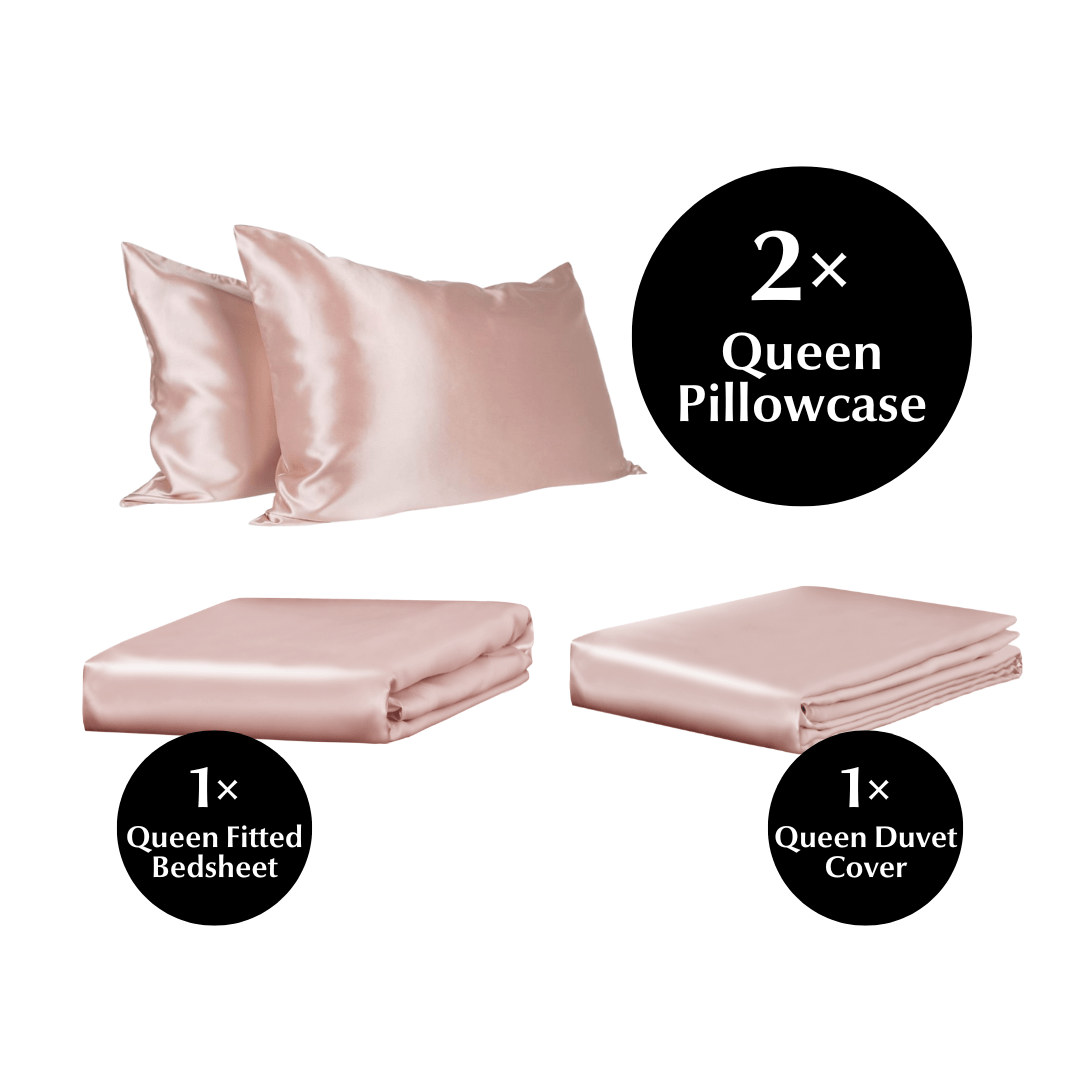 Queen 4 Piece Silk Bedding Set
