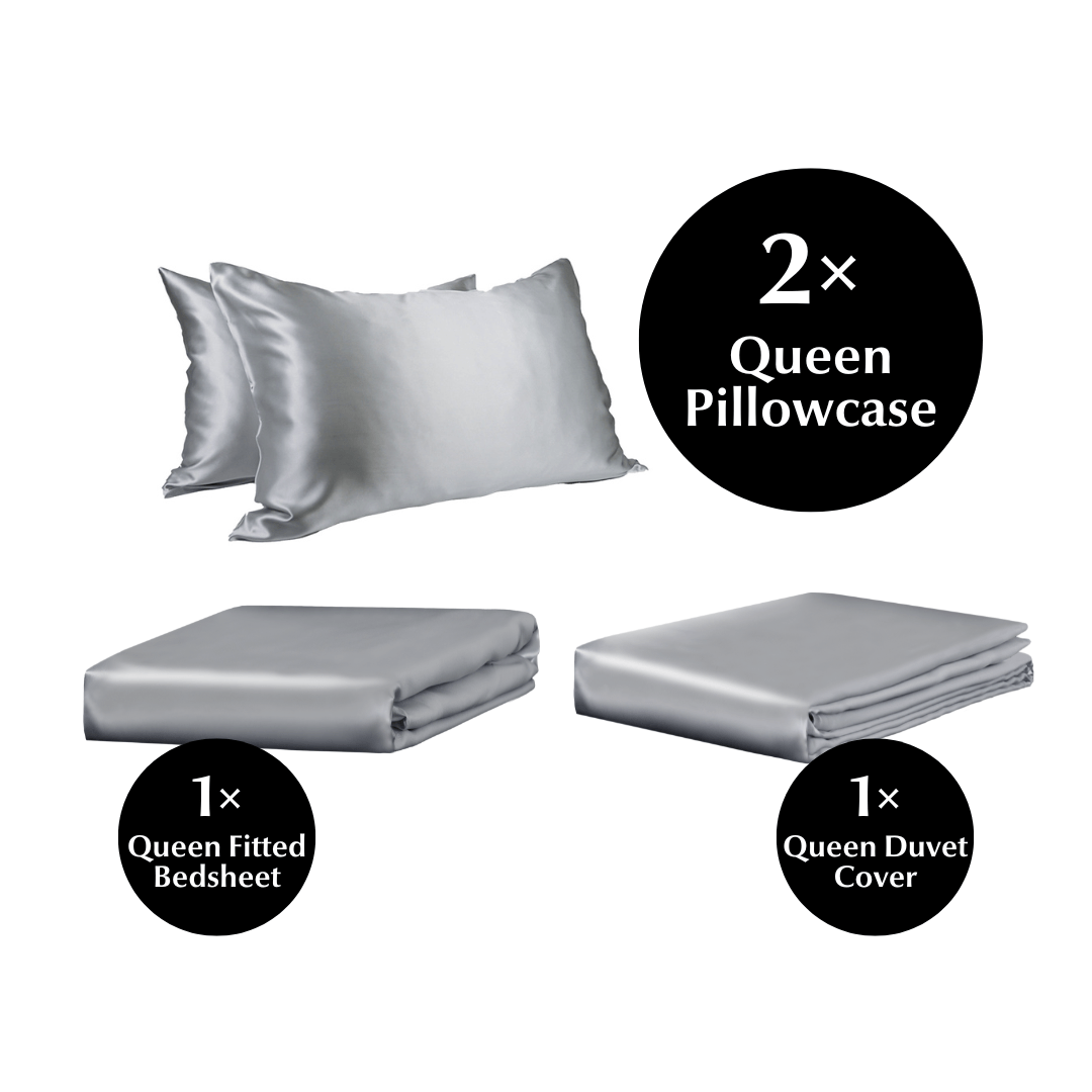 Queen 4 Piece Silk Bedding Set