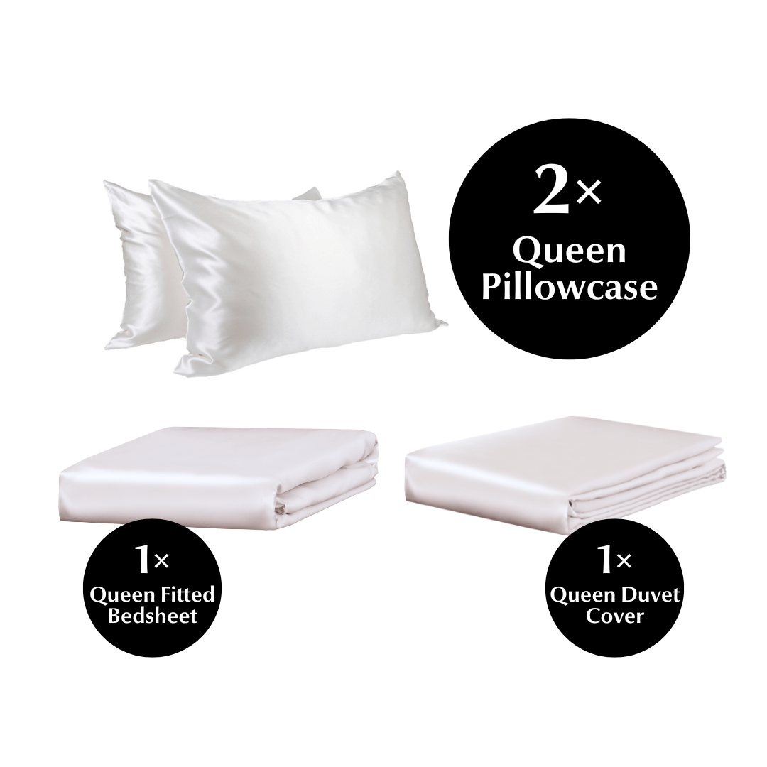 Queen 4 Piece Silk Bedding Set